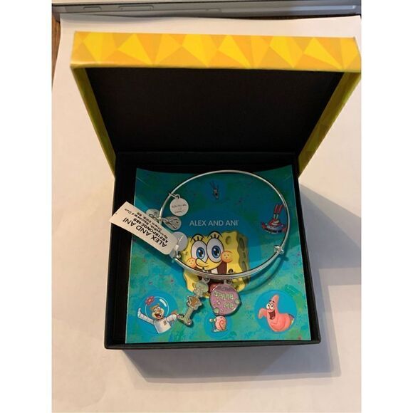 Alex and Ani SpongeBob Squidward two charm bangle bracelet - Picture 1 of 4